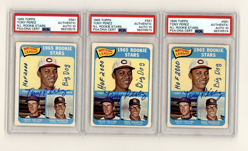 Tony Perez 1965 Topps #581 Rookie RC Signed HOF 2000 Big Dog Insc. PSA 10 Auto