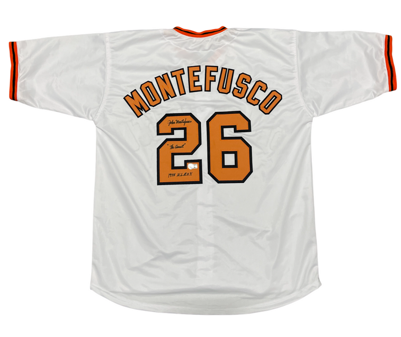 John Montefusco Signed SF Giants Custom Jersey w/ 2 Insc ROY Beckett Wit BAS COA