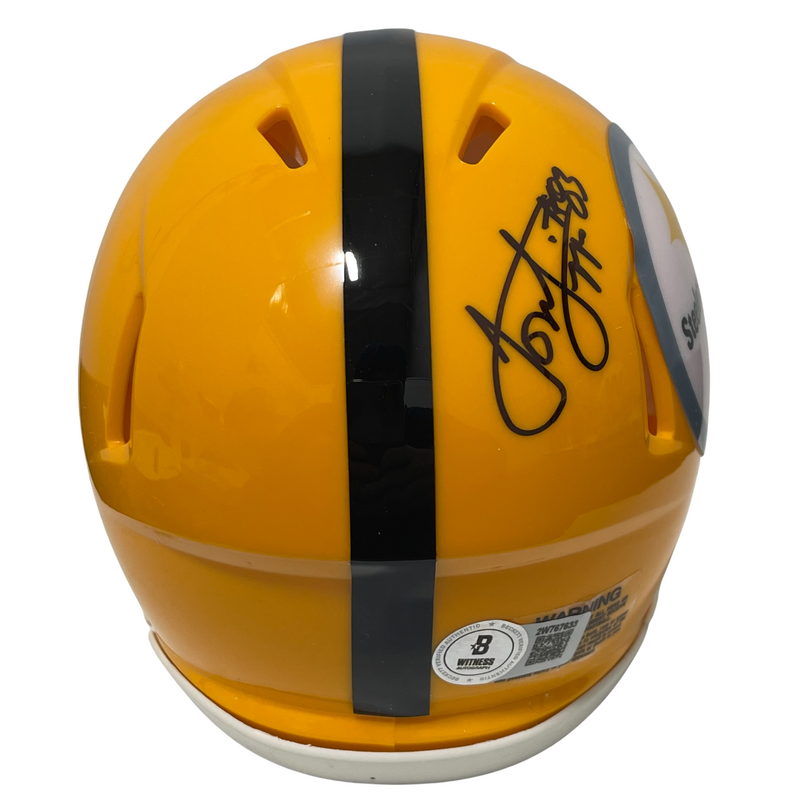 Louis Lipps Signed Steelers 75th Ann. TB Mini Helmet Beckett Witness BAS COA