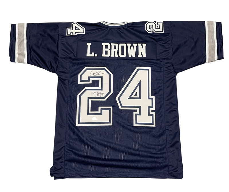 Larry Brown Signed Dallas Cowboys Custom Jersey w SB XXX MVP Beckett Wit BAS COA