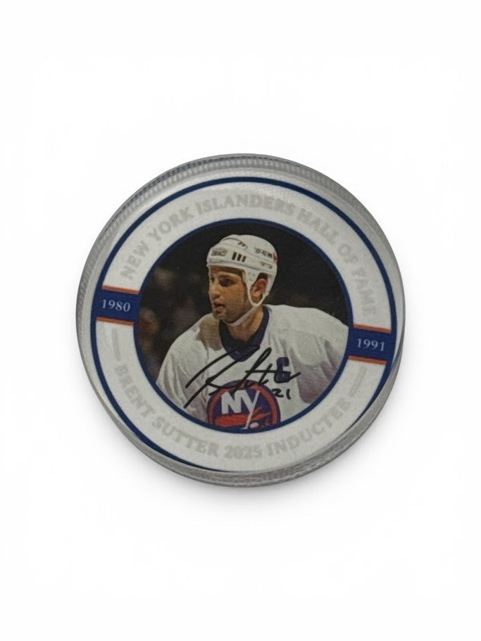 Brent Sutter NY Islanders Commemorative Glass Hall Of Fame HOF Inductee Puck New