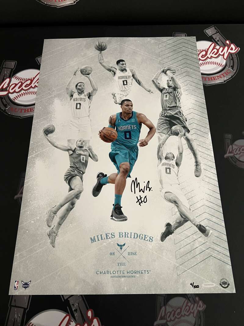 Miles Bridges Signed Auto 24x16 Photo On The Rise LE /100 Upper Deck UDA COA