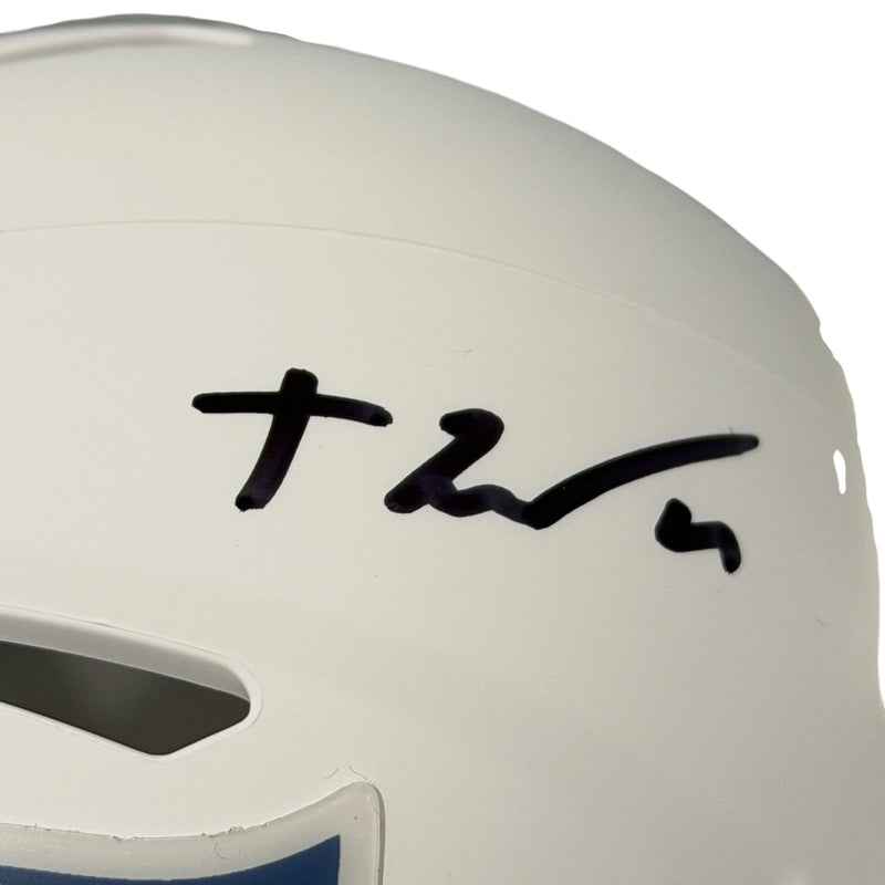 TreVeyon Henderson Signed New England Patriots Rivalries Mini Helmet JSA W COA