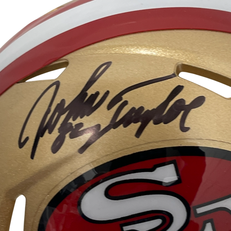 John Taylor Signed San Francisco 49ers TB Mini Helmet Beckett Witness BAS COA