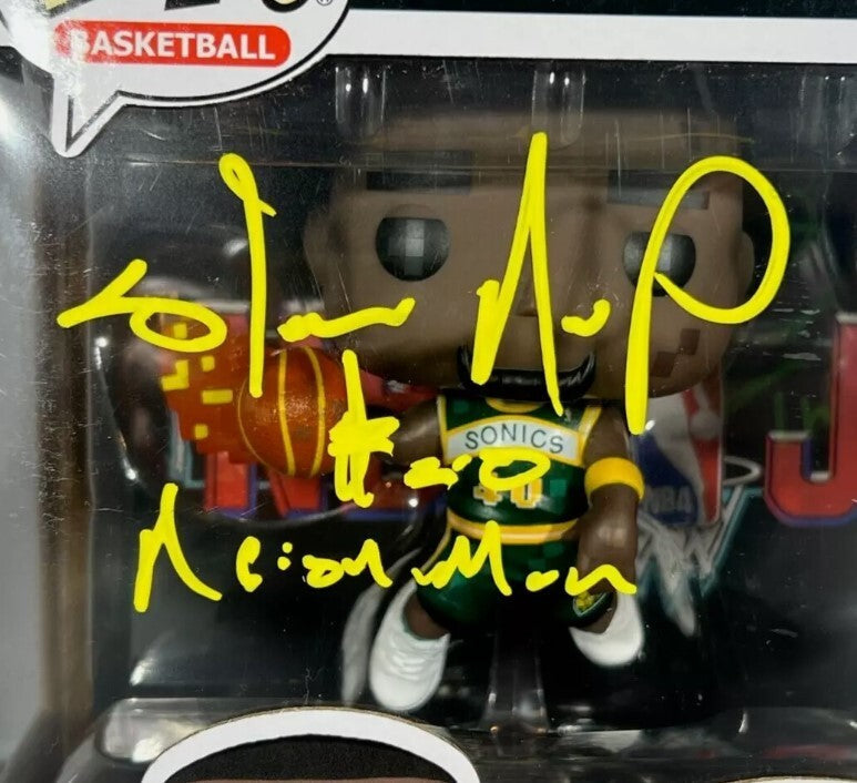 Gary Payton & Shawn Kemp Signed Auto NBA JAM Funko Pop w/ Ins Beckett W BAS COA
