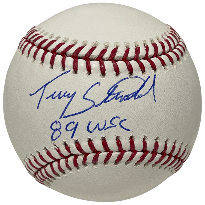 Terry Steinbach Signed ROMLB Baseball w/ 89 WSC Insc. Beckett Witness BAS COA
