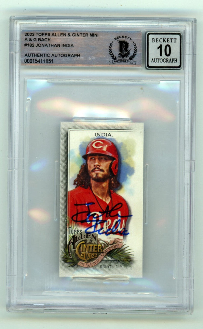 Jonathan India 2022 Allen & Ginter Mini A&G Back #182 Signed Beckett BGS 10 Auto