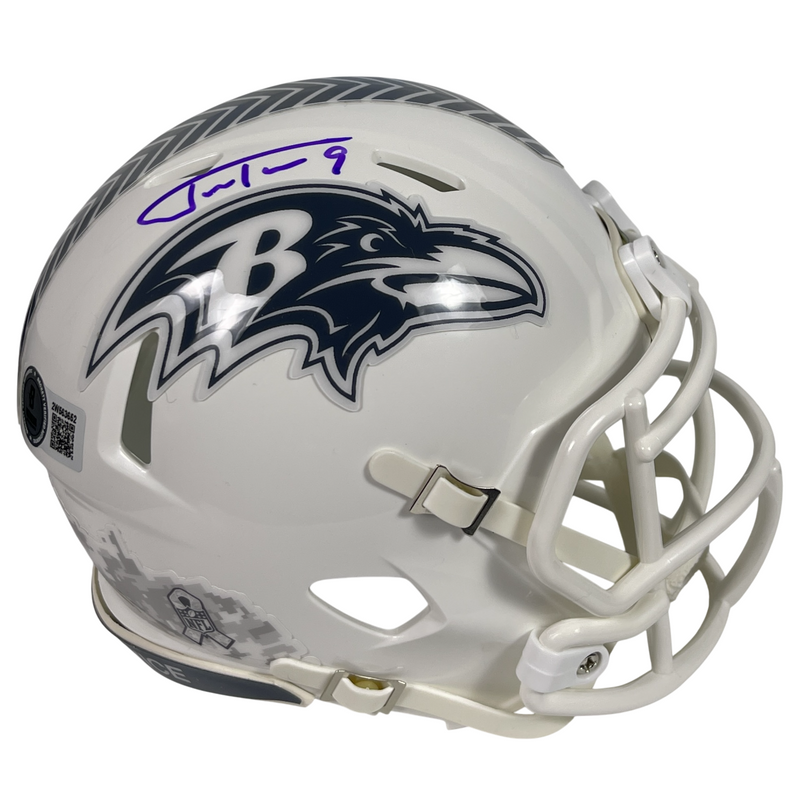 Justin Tucker Signed Ravens Salute 2024 Mini Helmet Beckett Witness BAS COA