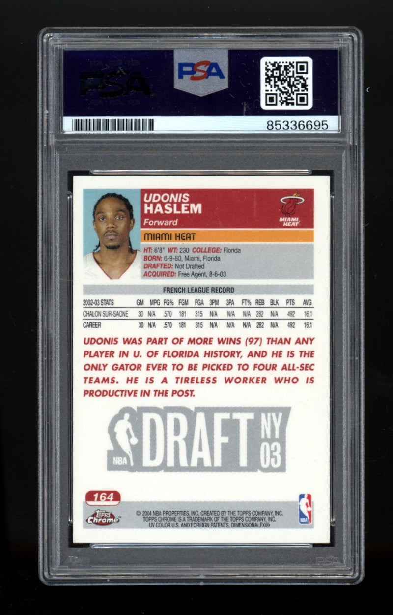 Udonis Haslem 2003-04 Topps Chrome #164 Signed w/ 3 NBA Champ PSA Auth Auto Heat