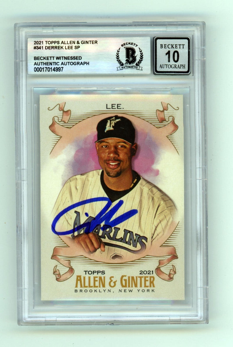 Derrek Lee 2021 Topps Allen & Ginter #341 Signed Beckett Wit BAS BGS 10 Auto
