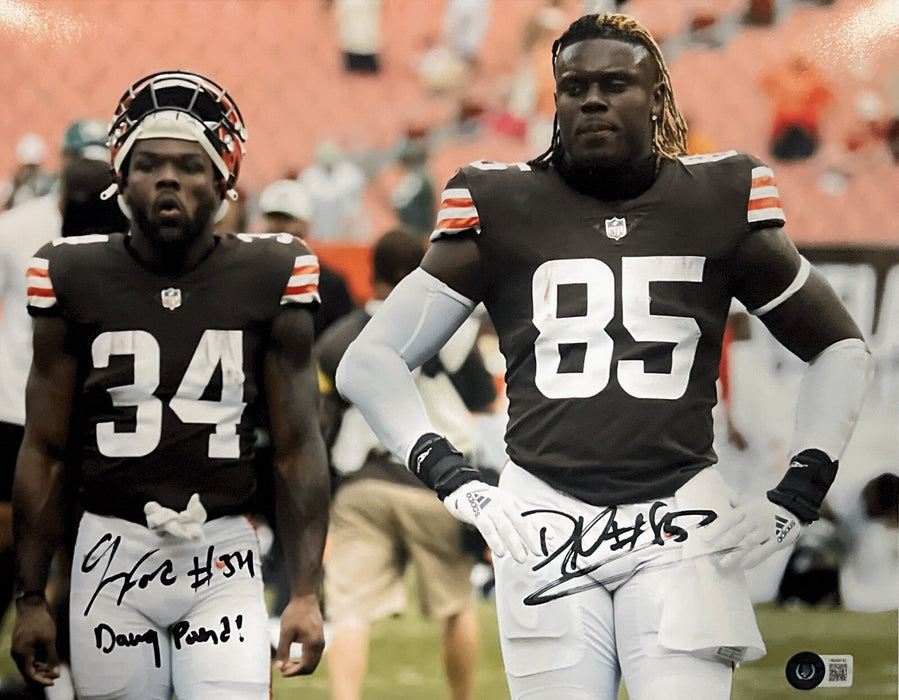 David Njoku & Jerome Ford Signed Cleveland Browns 11x14 Photo Beckett BAS COA