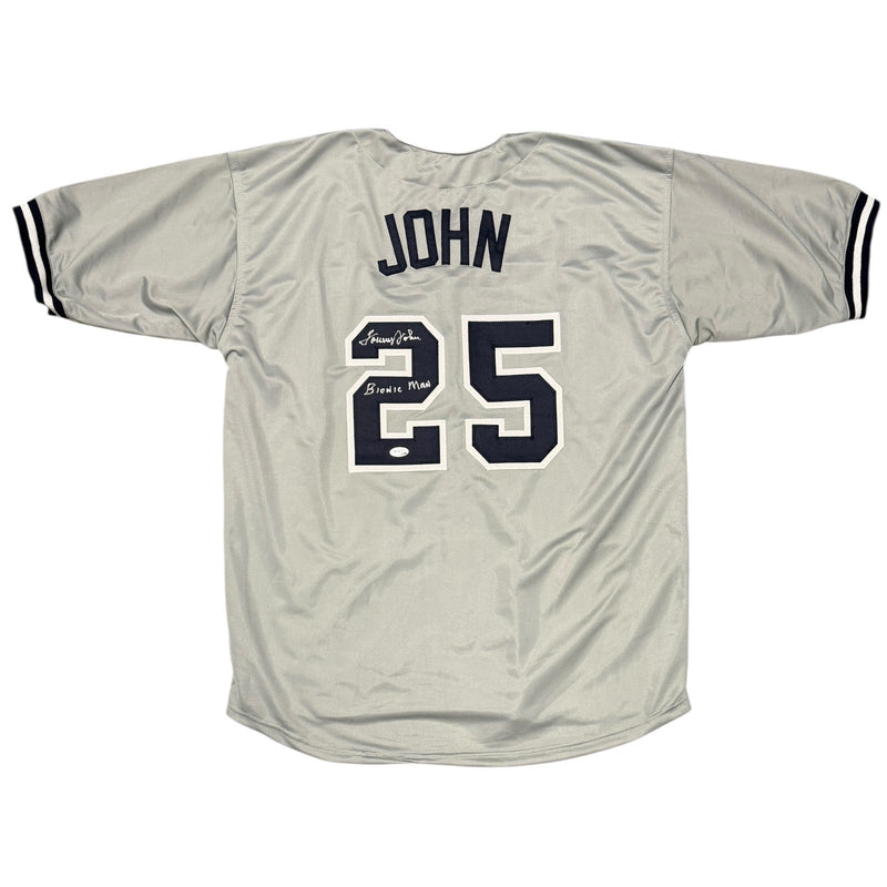 Tommy John Signed New York Yankees Custom Jersey w/ Bionic Man Insc. JSA Wit COA