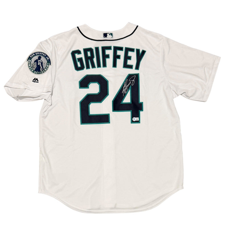 Ken Griffey Jr Signed Seattle Mariners Majestic Jersey Beckett Witness BAS COA