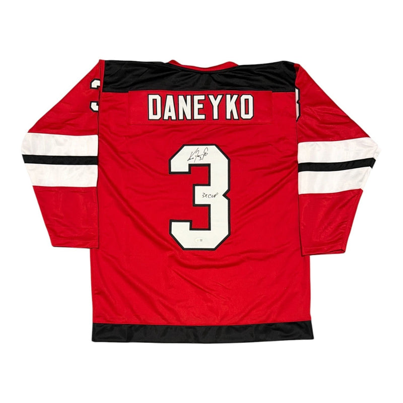 Ken Daneyko Signed New Jersey Devils Custom Jersey w/ 3x Cup JSA Witness COA