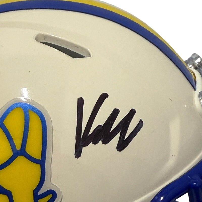 Kyren Williams Signed Los Angles Rams Retro Mini Helmet JSA Witness COA