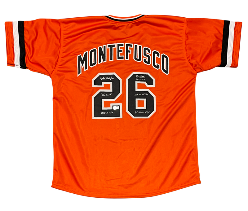 John Montefusco Signed San Francisco Custom Jersey w/ 5 Insc Beckett W BAS COA