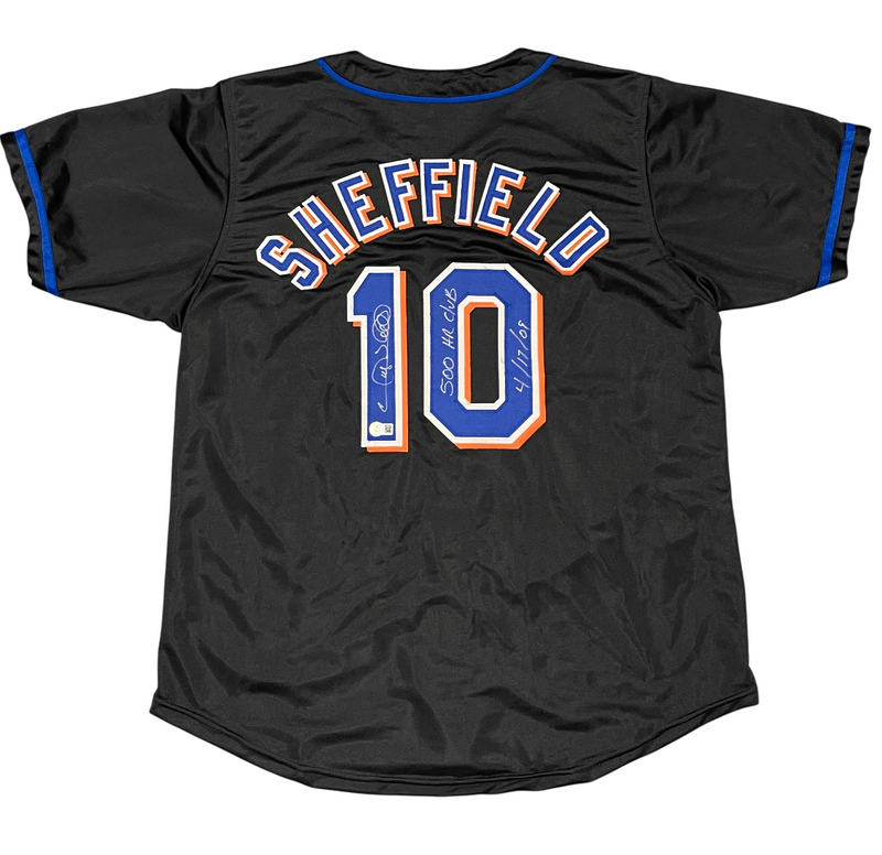 Gary Sheffield Signed Mets Custom Jersey w/ 500 HR Club Beckett Witness BAS COA