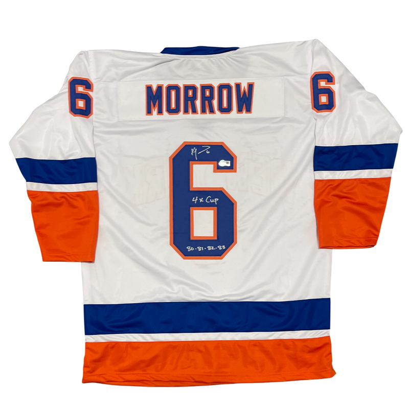 Ken Morrow Signed Islanders Custom Jersey w 4x Cup 80 81 82 83 Beckett W BAS COA