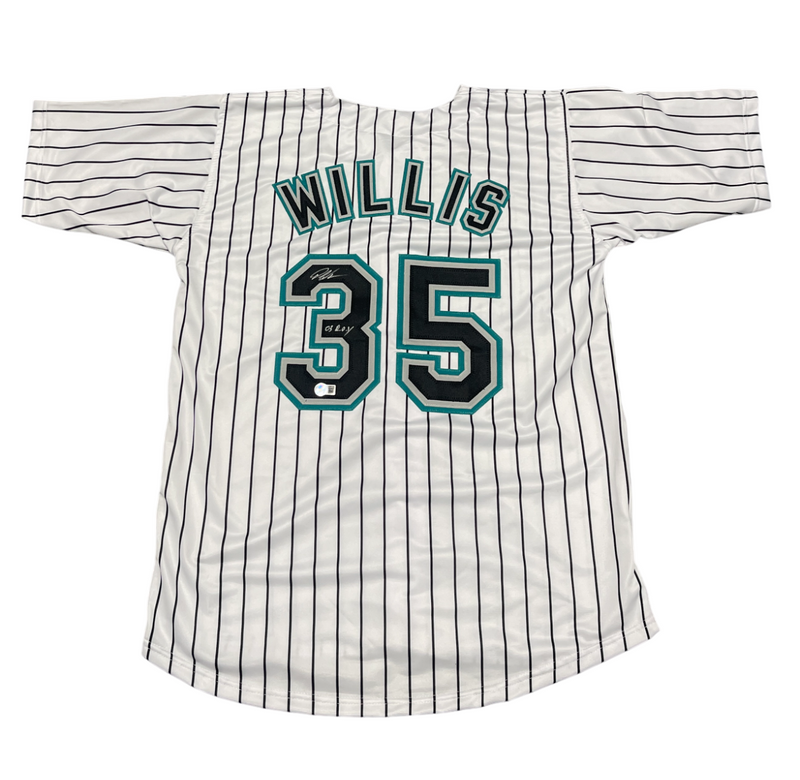 Dontrelle Willis Signed Marlins Custom Jersey w/ 03 NL ROY Beckett Wit BAS COA