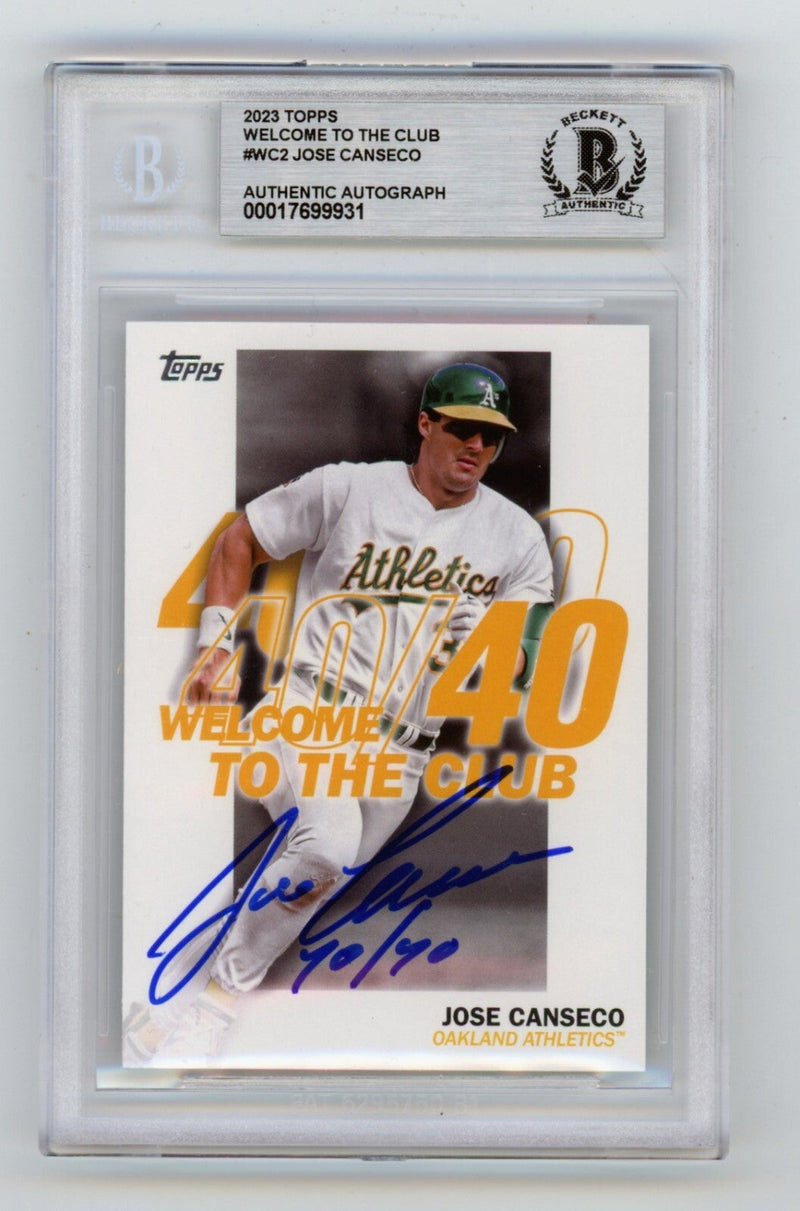 Jose Canseco 2023 Topps Welcome to the Club WC-2 Signed 40/40 Insc. BGS BAS Auto
