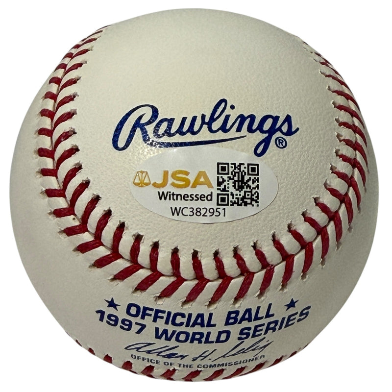 Livan Hernandez Signed 1997 World Series Baseball w/ 97 WS MVP JSA Witness COA