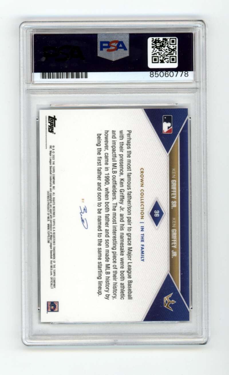 Ken Griffey Jr & Sr 2022 Topps Crown Collection Witt #36 Dual Signed PSA 10 Auto