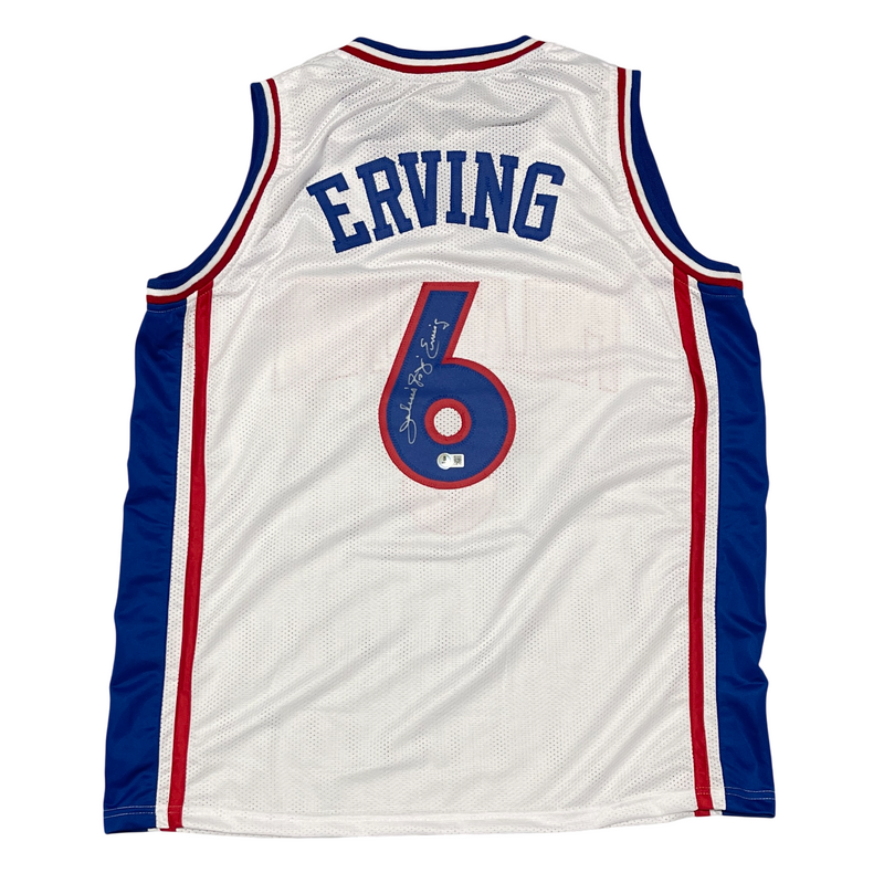 Julius Erving Signed 76ers Custom Jersey w/ Dr. J Insc. Beckett Witness BAS COA
