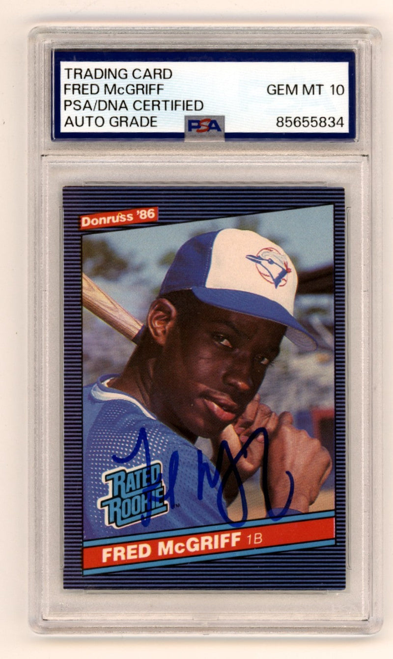 Fred McGriff 1986 Donruss #28 Signed Rookie RC PSA 10 Auto Blue Jays Braves HOF