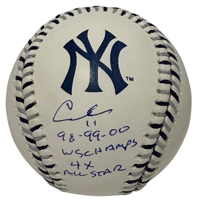 Chuck Knoblauch Signed New York Yankees Logo Baseball w/ 2 Insc JSA Wit. COA B