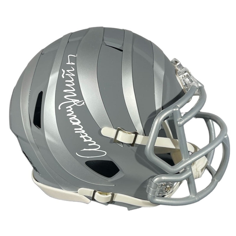 Anthony Munoz Signed Bengals Slate Mini Helmet Beckett Witness BAS COA