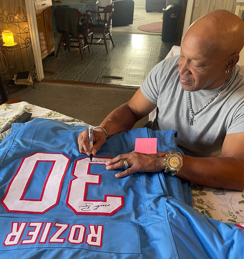 Mike Rozier Signed Houston Oilers Custom Jersey w/ 2x PB Beckett Witness BAS COA