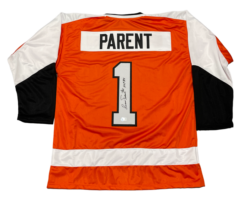 Bernie Parent Signed Philadelphia Flyers Custom Jersey HOF 84 Beckett W BAS COA