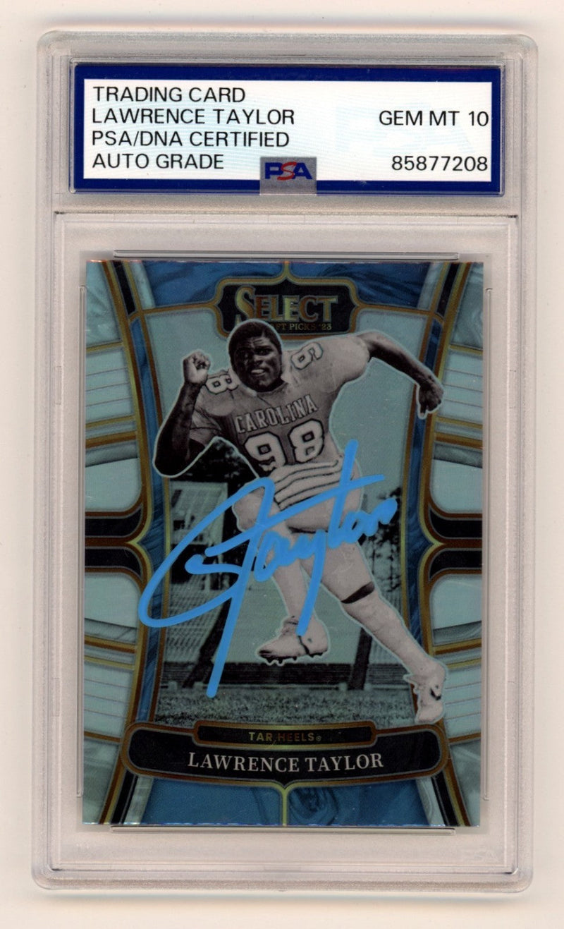Lawrence Taylor 2023 Panini Select Draft Picks Silver Prizm Signed PSA 10 Auto