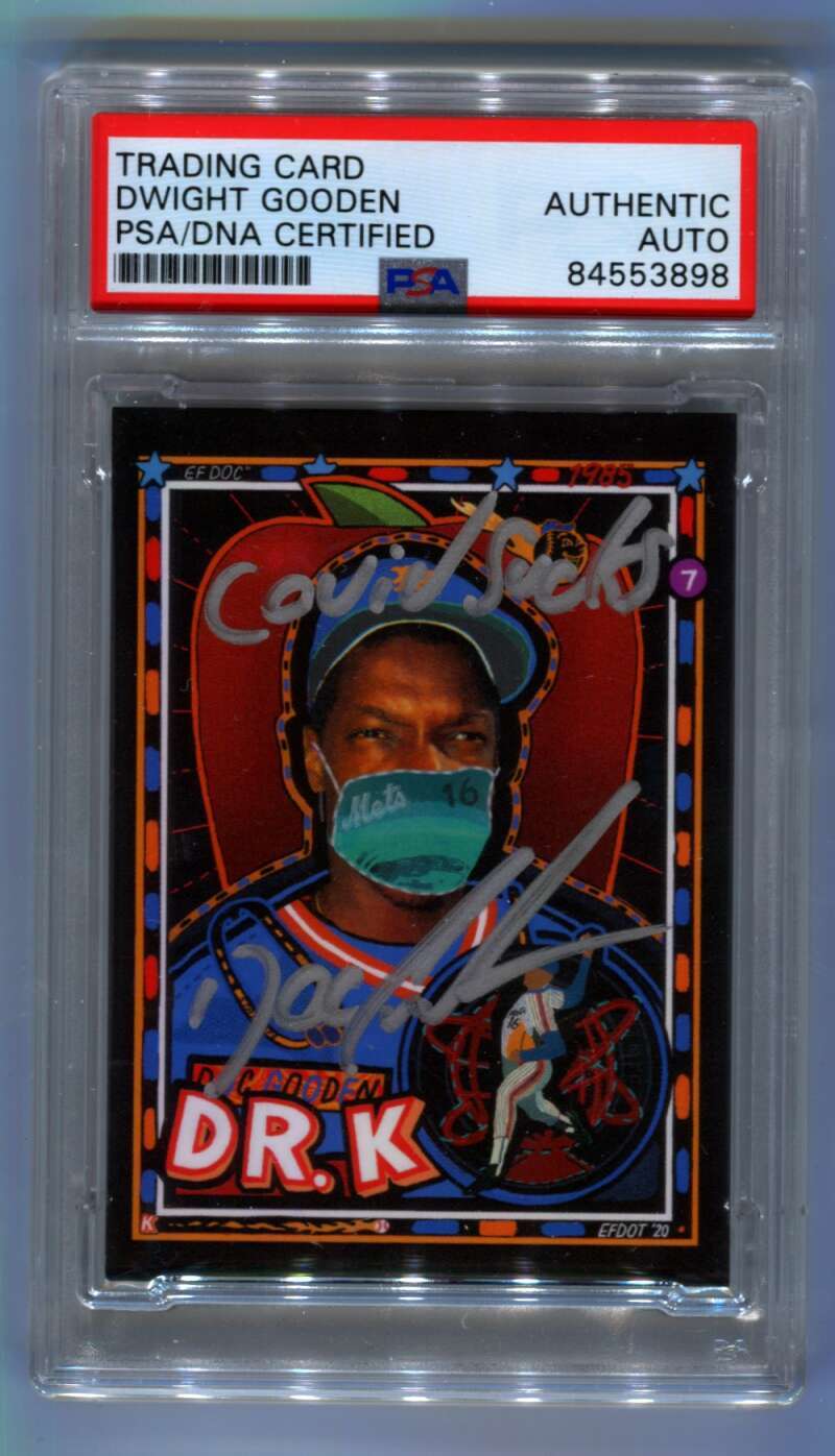 Dwight Doc Gooden Topps Project 2020 #137 Rare Inscription Signed Auto PSA DNA