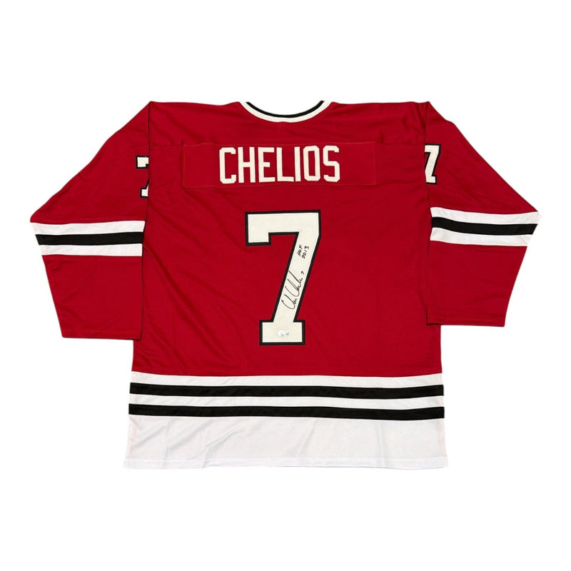 Chris Chelios Signed Chicago Custom Jersey w/ HOF 2013 Beckett Witness BAS COA