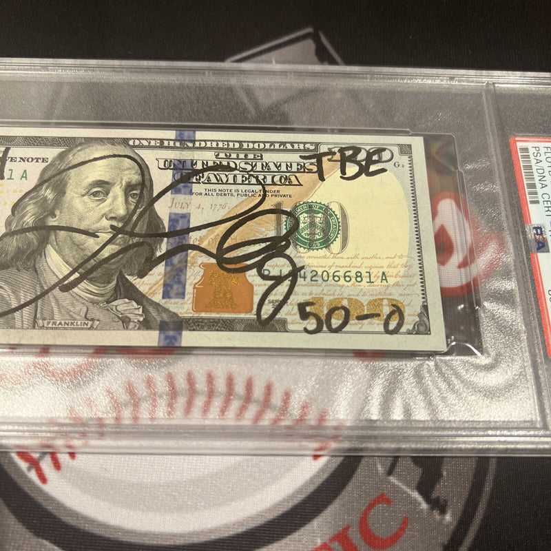 Floyd Mayweather Jr. Signed $100 Bill US Currency x4 Inscription PSA Auth Auto C