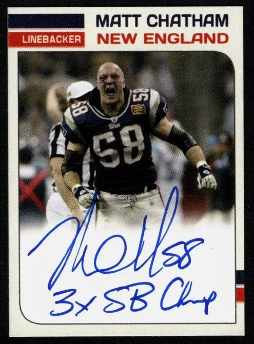 Matt Chatham Signed Auto Custom Card w/ 3x SB Champs LSCM COA Patriots