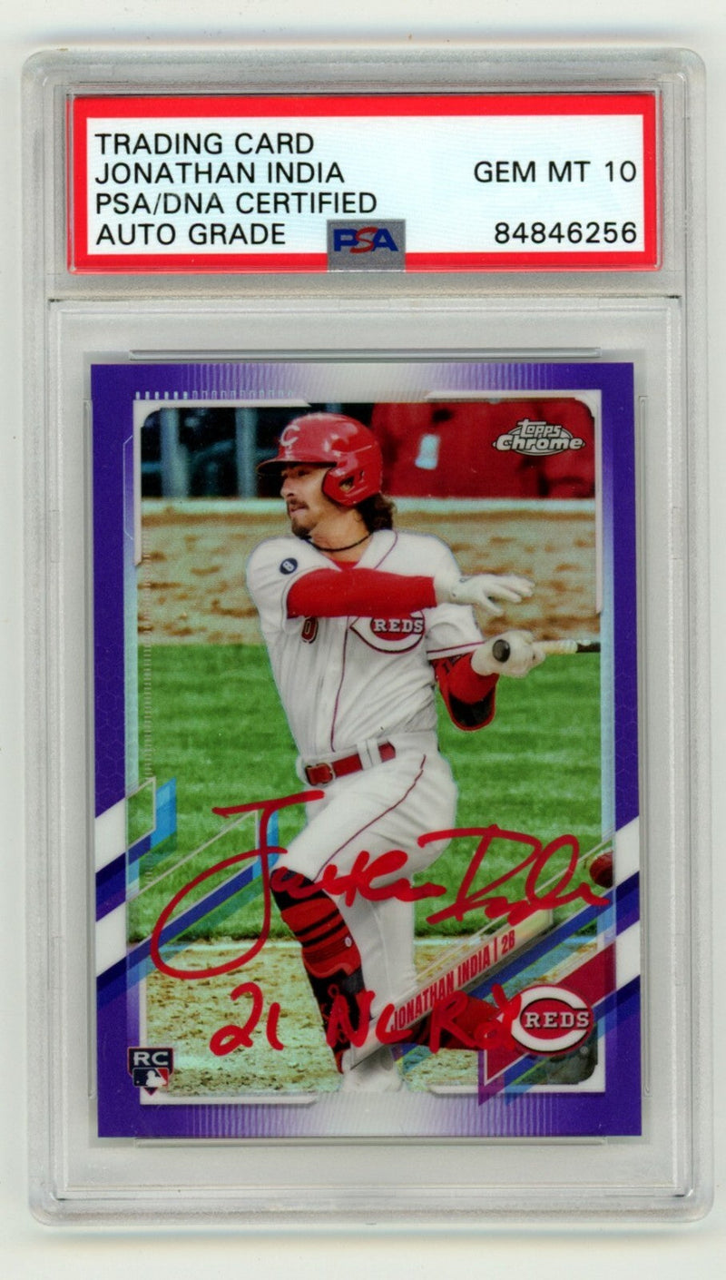 Jonathan India 2021 Topps Chrome Update Purple Ref RC Signed ROY Ins PSA 10 Auto