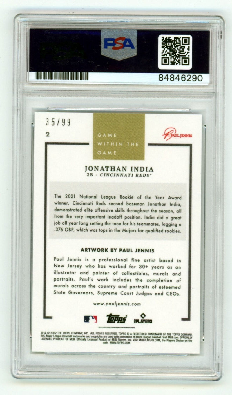 Jonathan India 2022 Topps Game Within the Game 2 Foil /99 Signed Ins PSA 10 Auto