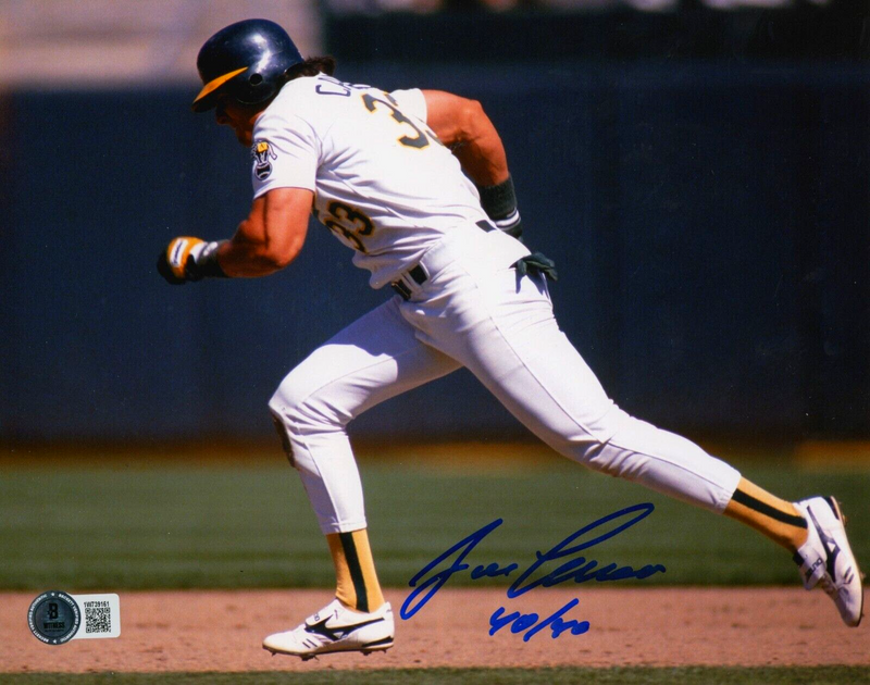 Jose Canseco Signed Athletics 8x10 Running Photo w/ 40/40 Beckett W BAS COA #2