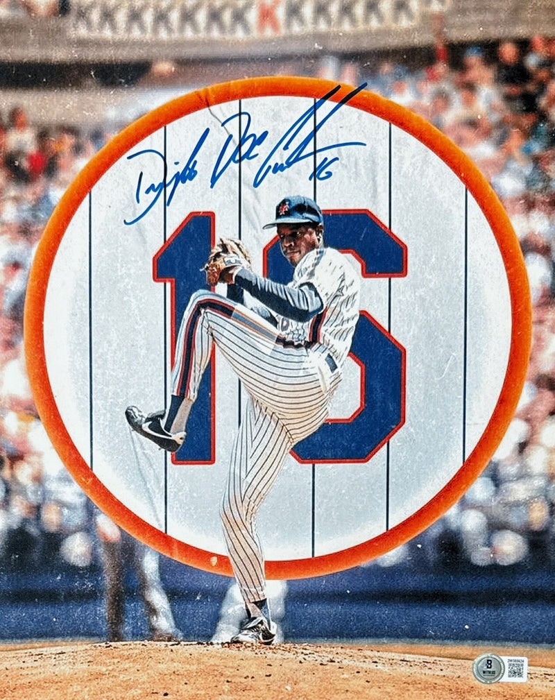 Doc Gooden Signed 11x14 #16 Retired Photo Full Name Beckett Witness BAS COA