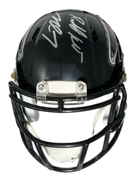 Roddy White & Michael Vick Dual Signed Falcons Mini Helmet Beckett BAS COA
