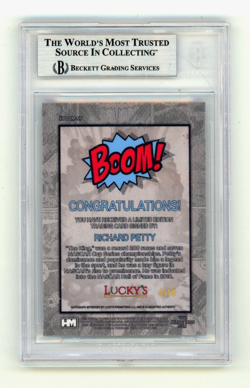 Richard Petty 2024 Hits Memorabilia BOOM Silver /10 Signed BGS BAS Auto The King