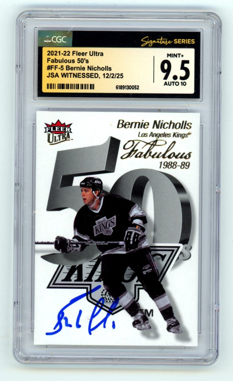 Bernie Nicholls 2021-22 Fleer Ultra Fabulous 50's Signed JSA CGC 9.5 10 Auto