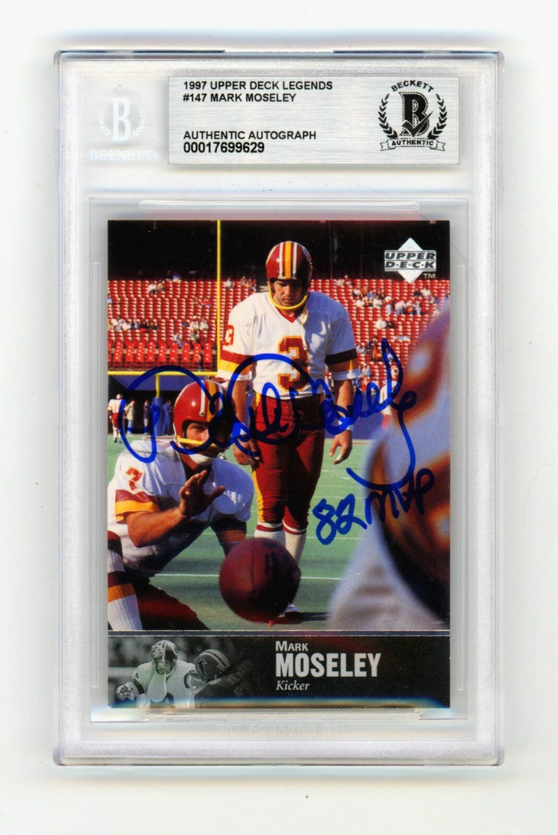 Mark Moseley 1997 Upper Deck Legends #147 Signed w/ 82 MVP Beckett BGS BAS Auto