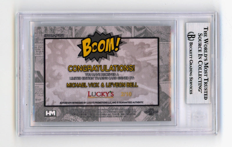 Michael Vick & Le'Veon Bell 2024 Hits Mem BOOM Silver JSY # 2/10 Signed BGS Auto