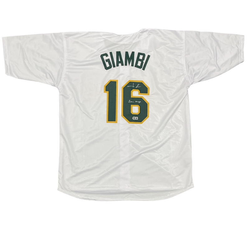 Jason Giambi Signed Oakland Athletics Custom Jersey w/ 2000 MVP Beckett BAS COA