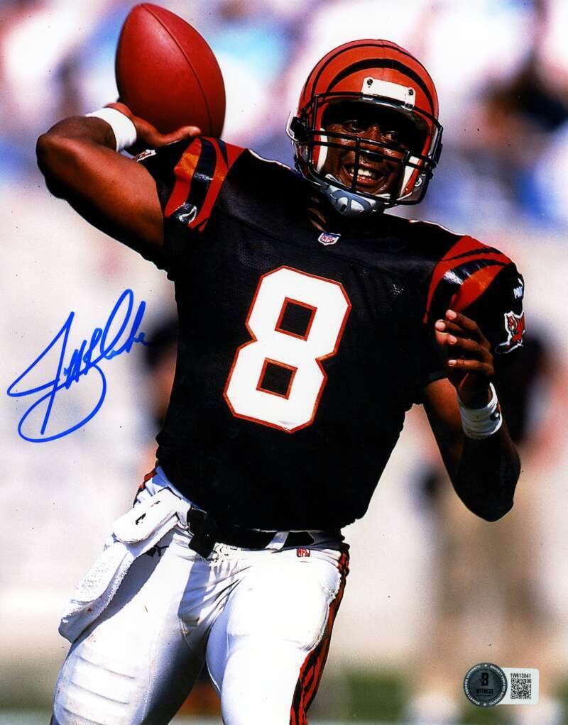 Jeff Blake Signed Cincinnati Bengals 8x10 Photo Beckett Witness BAS COA #1