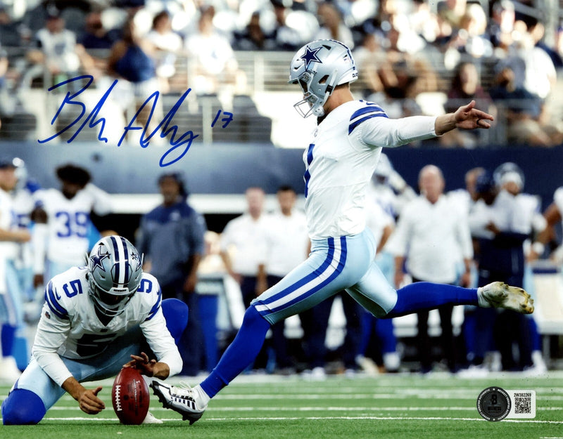 Brandon Aubrey Signed Dallas Cowboys 8x10 Photo Beckett Witness BAS COA #4