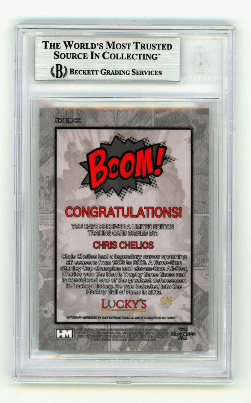 Chris Chelios 2024 Hits Memorabilia BOOM Super 1/1 Signed BGS BAS Auto Detroit
